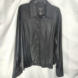 Helium Black Button Down Outerwear Lined Long Sleeve Jacket Plus Size 3X